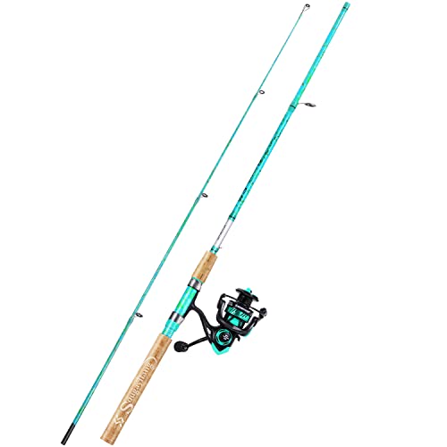 Sougayilang Spinning Fishing Rod Combo, 2-Piece 5-Foot 6-Inch Graphite & Fiberglass Rod, Durable and Strong, Quickset Anti-Reverse Fishing Reel (1Pack)